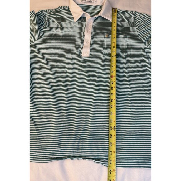 CRIQUET Mens Green White Striped Short Sleeve Polo XXL Cotton Golf Preppy Casual - Picture 9 of 10